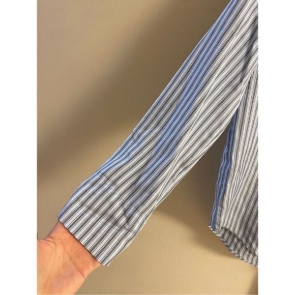 Vince Navy and White Striped Blouse women Small - Picture 5 of 8